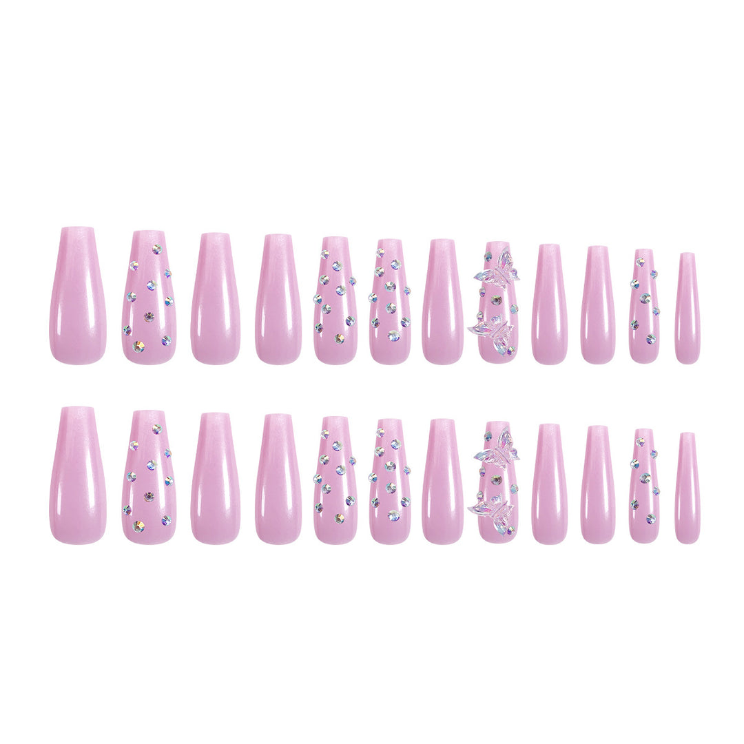 Artistic nail extensions with rhinestone and butterfly adornments Stornfield