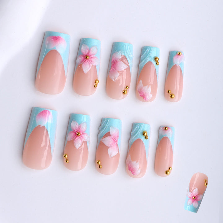 Artificial nails with floral motifs and modern design Stornfield