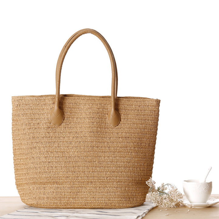 Spacious straw tote bag with elegant leather straps Stornfield