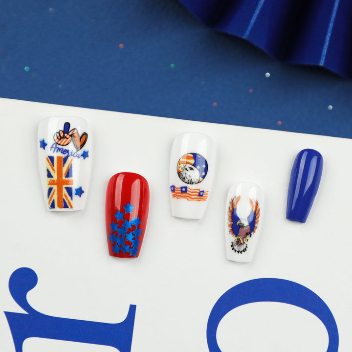 Artistic Nail Extensions with Patriotic Designs Stornfield