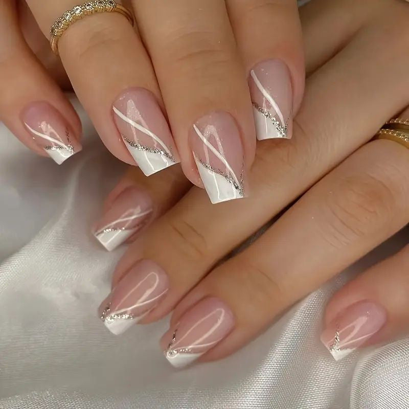 Elegant Glitter French Tip Nail Art Stornfield
