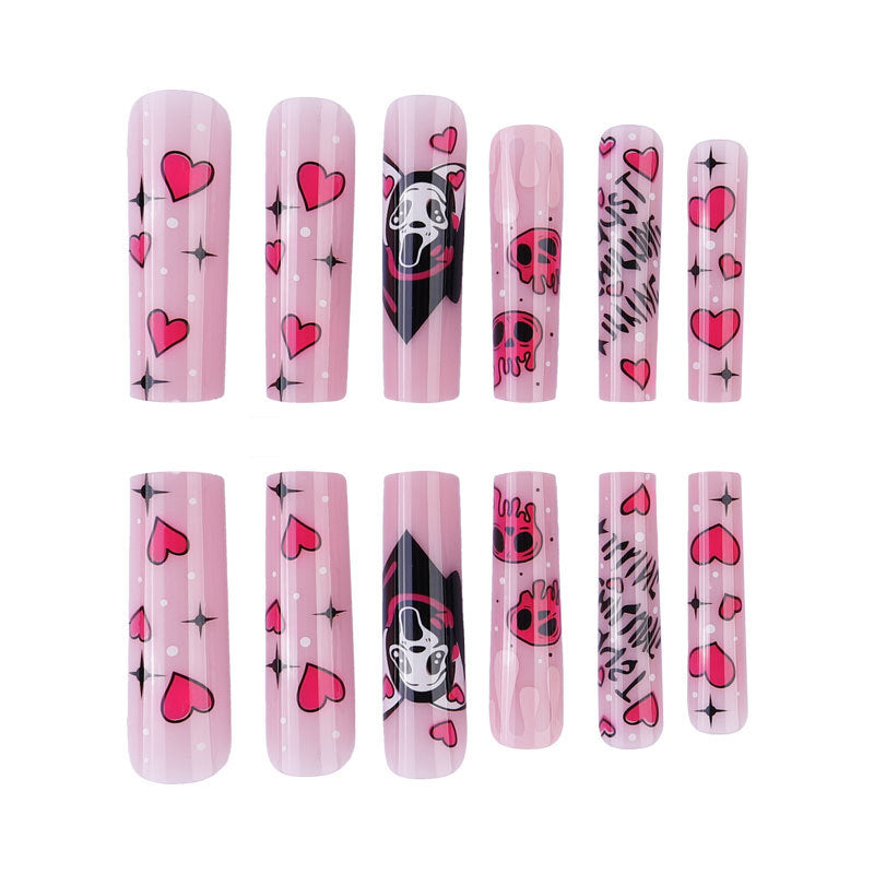 Artistic Horror-Themed Press-On Nails