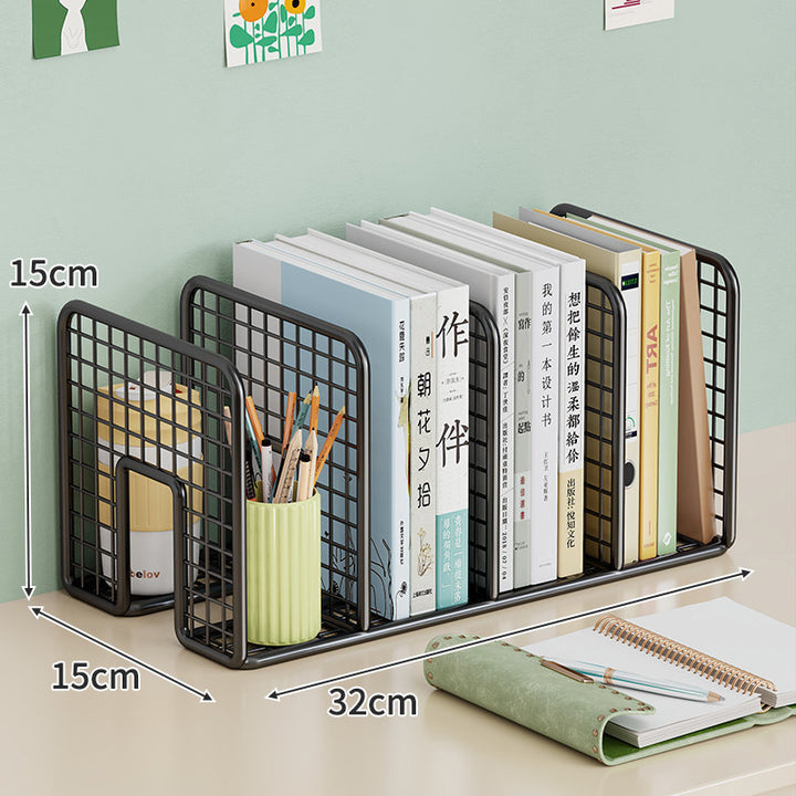 Long Multi-Slot Desktop File and Binder Organizer with Pen and Accessory Holder