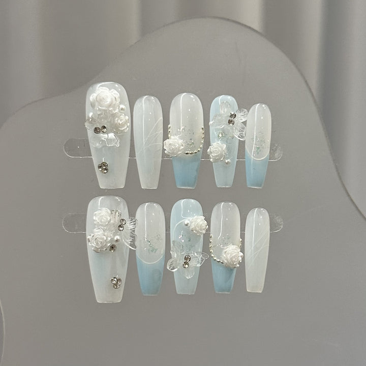 Floral Accented Press-On Nail Set