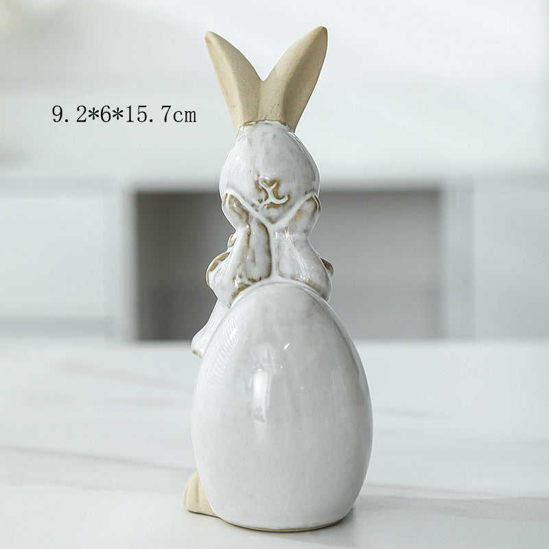 Whimsical Ceramic Bunny Figurine Stornfeild