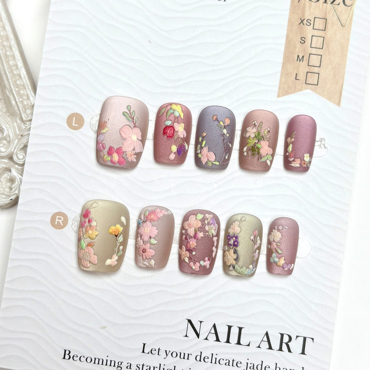 Floral Embellished Press-On Nail Collection