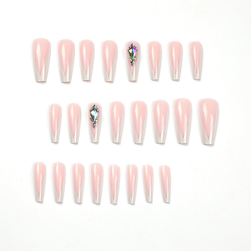 Artificial nails with elegant tips and rhinestone detail Stornfield