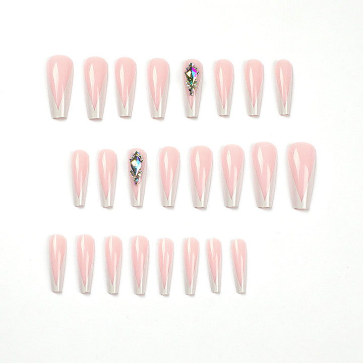 Artificial nails with elegant tips and rhinestone detail Stornfield