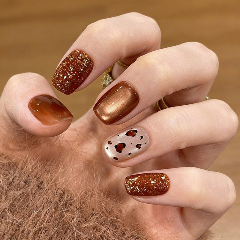 Artistic Press-On Nail Set with Glittery and Spotty Finish Stornfield