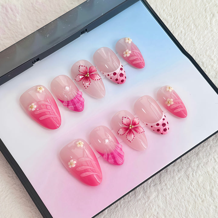 Decorative Floral Press-On Nail Set 1790745420