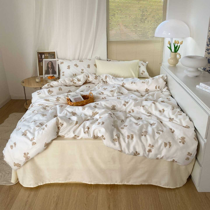 Breathable Cotton Percale Floral Duvet Cover Set with Pillow Shams