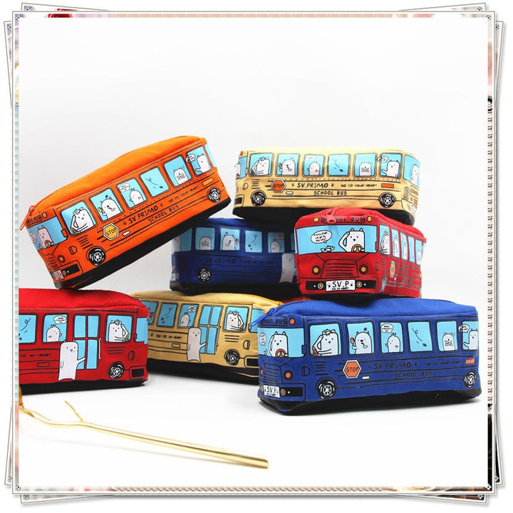 Fun Cartoon School Bus Zippered Pencil Case Stornfield