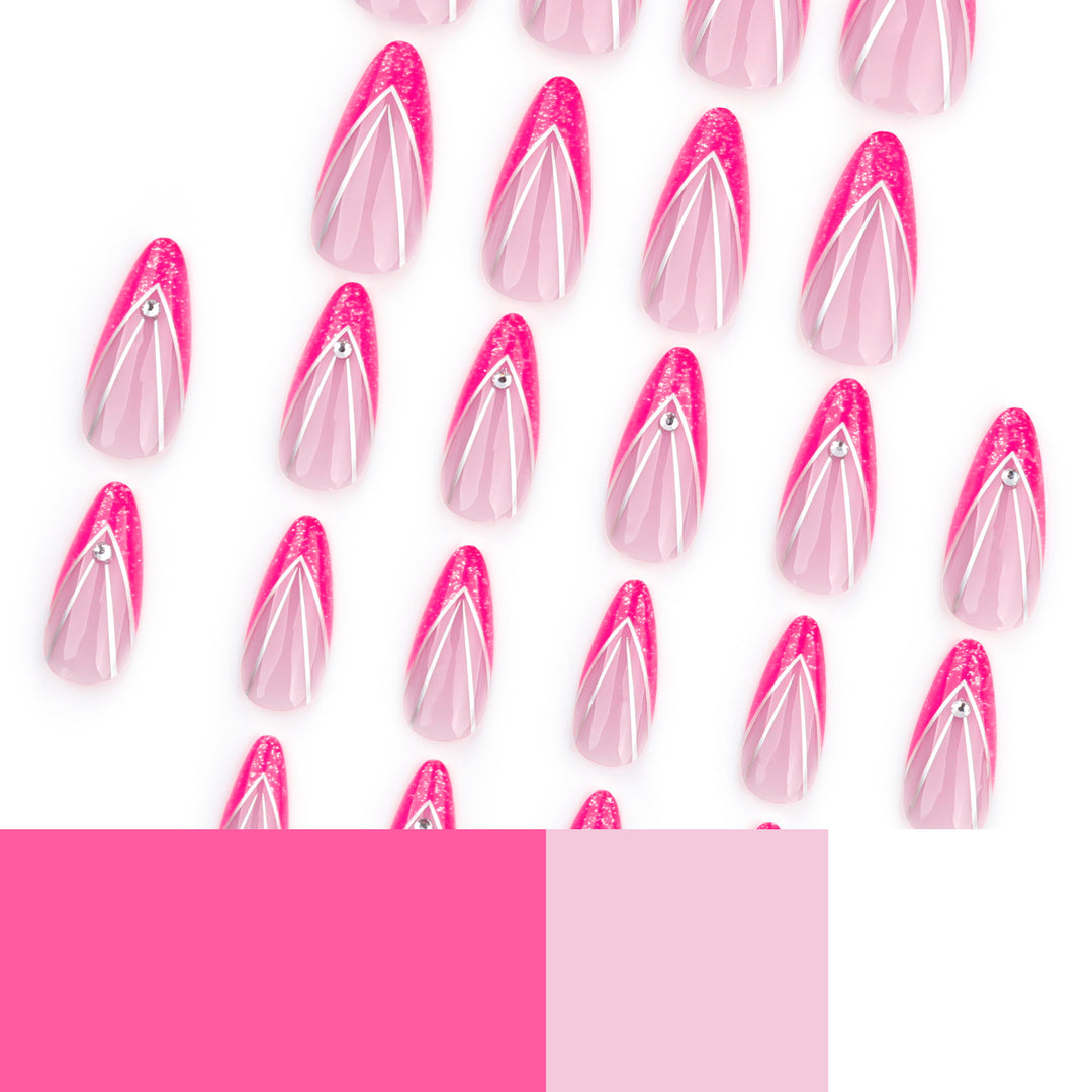 Artful Nail Extensions with Glitter and Rhinestone Decorations Stornfield