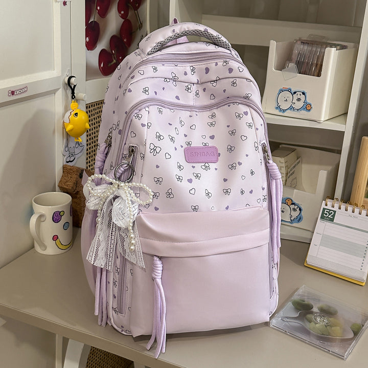 Playful Bow-Embellished Stylish Backpack Stornfield