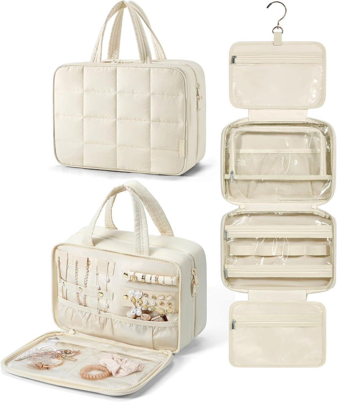Padded cosmetic organizer bag with practical hanging system Stornfield