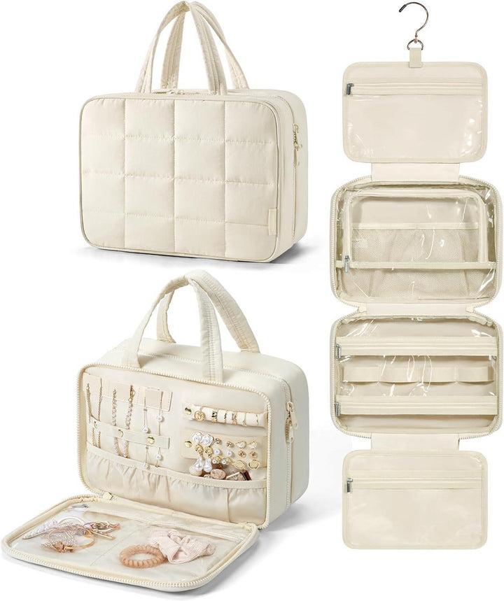 Padded cosmetic organizer bag with practical hanging system Stornfield