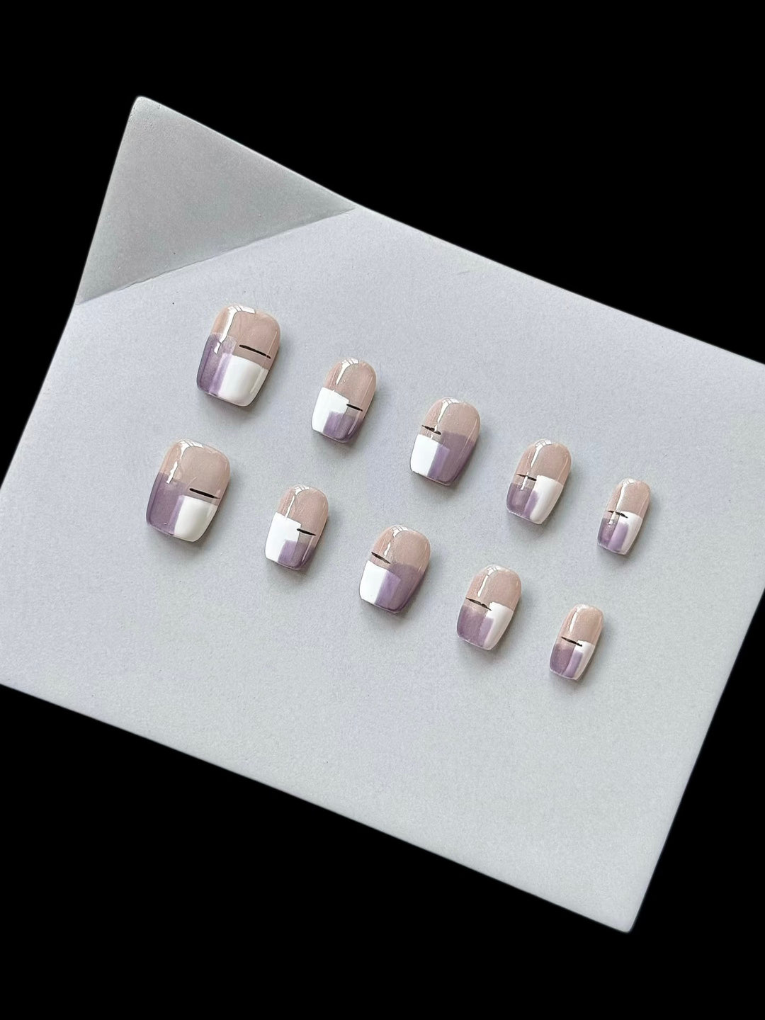 Premium Press-On Nail Set with Modern Geometric Design