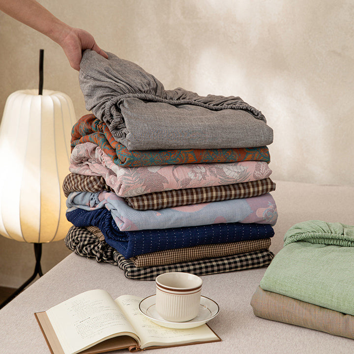 Deep-Pocket Micro Houndstooth Stretch Fitted Mattress Sheet with Strong Elastic