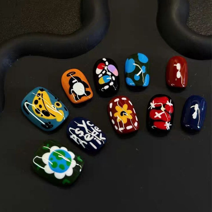 Artistic Coffee-Inspired Press-On Nail Art Set Stornfield