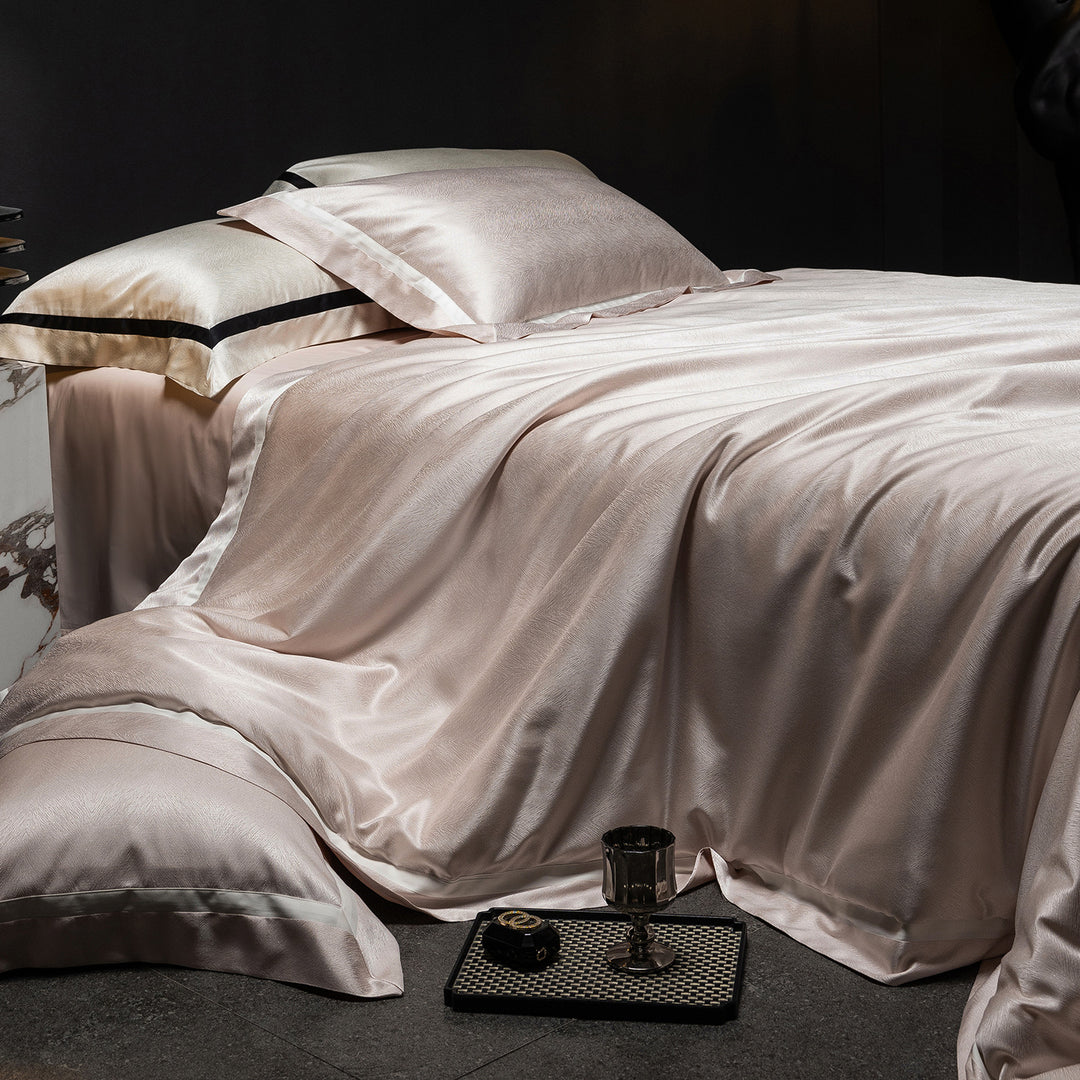 Satin Sateen Duvet Cover Set with Tailored Hem and Matching Pillow Shams