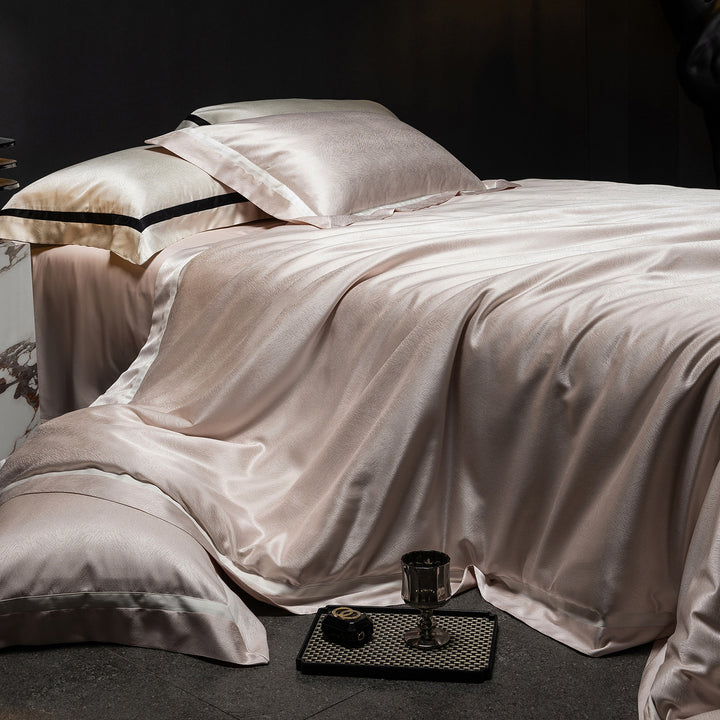 Satin Sateen Duvet Cover Set with Tailored Hem and Matching Pillow Shams