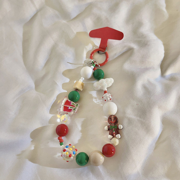 Whimsical Holiday-Themed Beaded Charm Keychain Stornfield