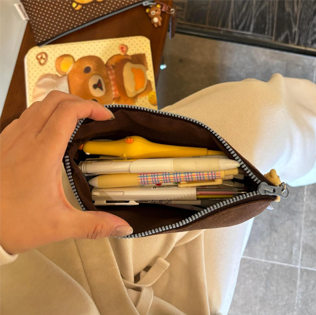 Cute Plush Animal-Themed Zippered Pencil Case