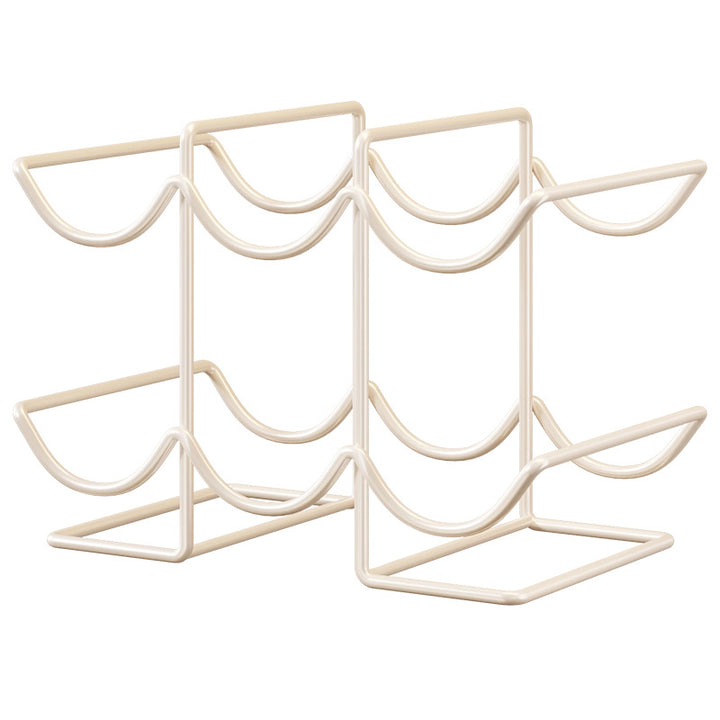 Minimalist Curved Metal Countertop Wine Rack Six-Bottle Horizontal Storage