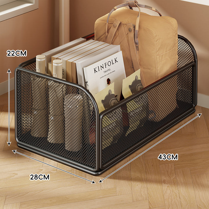 Mesh Rolling Storage Basket with Locking Swivel Casters and Ventilated Wire Frame