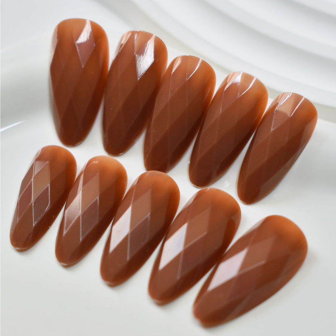 Premium Glossy Diamond-Shaped Press-On Nails Stornfield