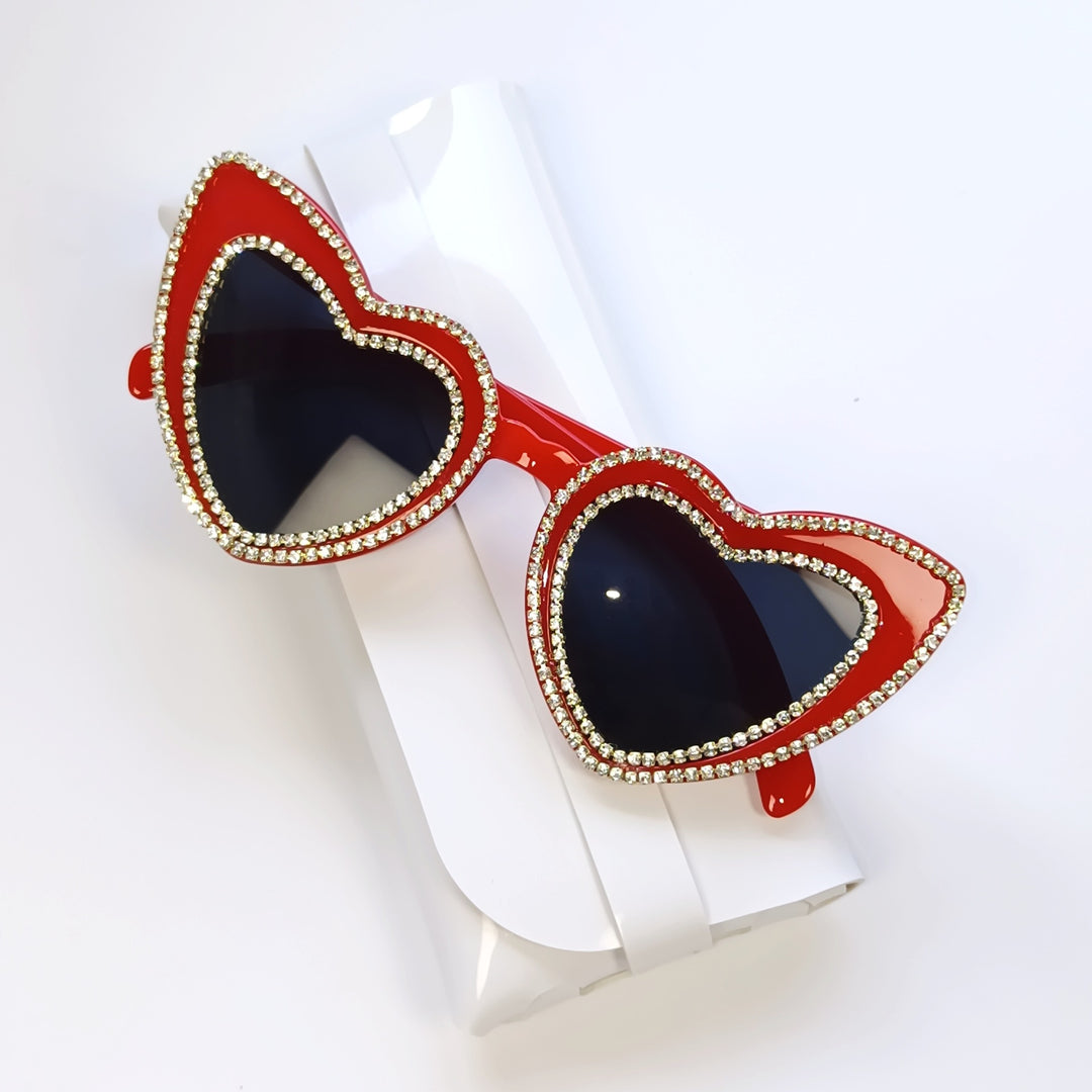 Rhinestone-Embellished Heart-Shaped Sunglasses Stornfield