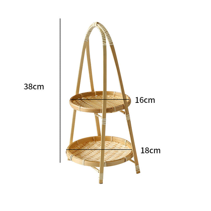 Unisex Three-Tier Serving Stand made of hand-woven natural material Stornfield
