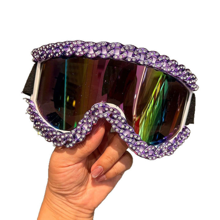 Ladies sporty elegant ski goggles with rhinestone decorated frame Stornfield
