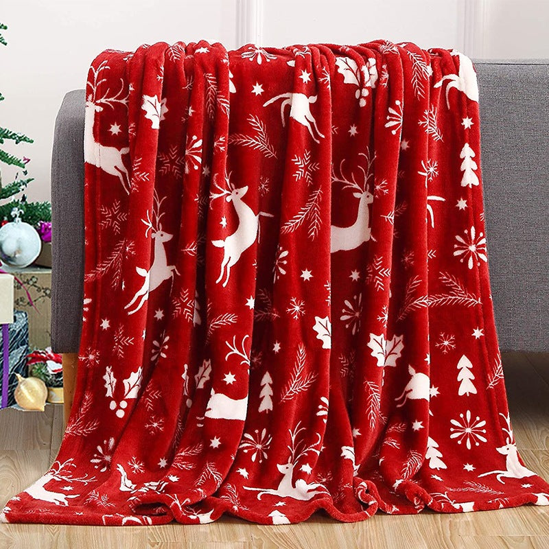 Festive Holiday-Themed Plush Throw Blanket