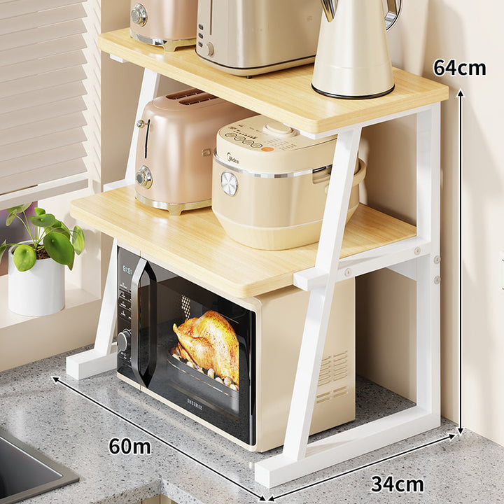 Two-Tier Compact Countertop Appliance Stand Elevated Shelf for Microwave and Small Kitchen Appliances