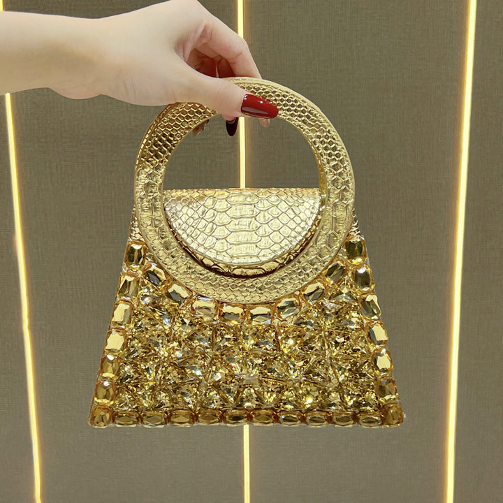 Rhinestone-Studded Handheld Evening Clutch