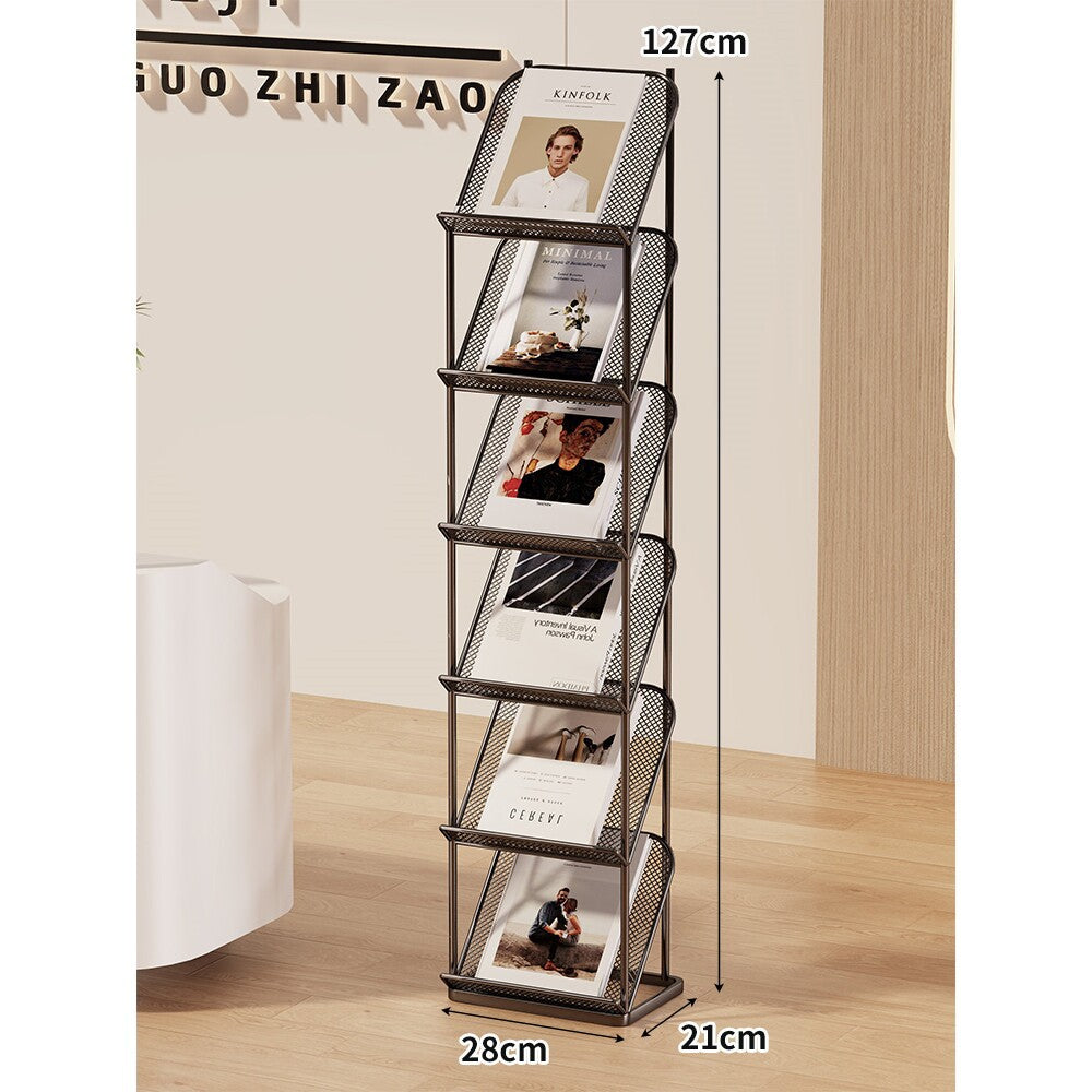 Vertical Four-Tier Metal Mesh Magazine and Brochure Display Stand