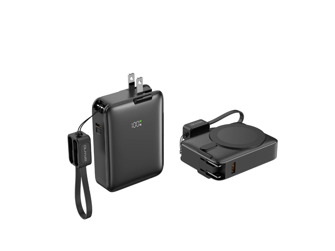 Portable power bank with integrated magnetic charger and smart LED display Stornfield
