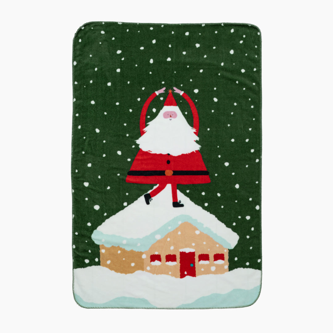 Soft Christmas fleece blanket with gift and gingerbread motif Stornfield