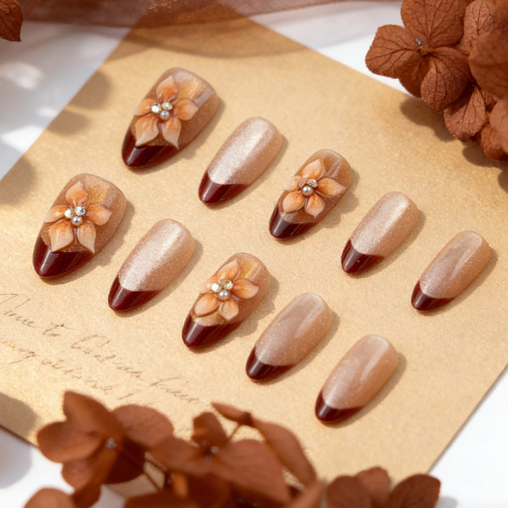 Premium Artificial Nails with Floral Accents Stornfield