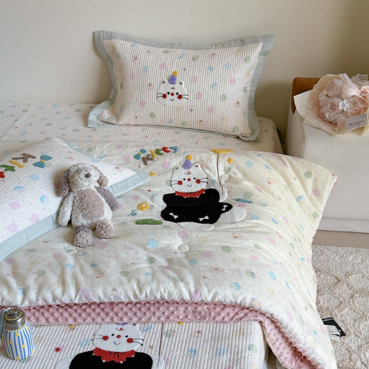 Quilted Cotton Kids Duvet Cover and Pillowcase Set