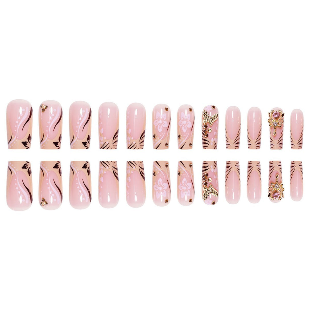 Artistic Floral Embellished Press-On Nails Stornfield