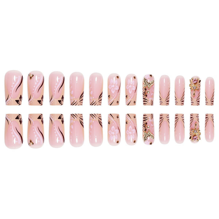 Artistic Floral Embellished Press-On Nails Stornfield
