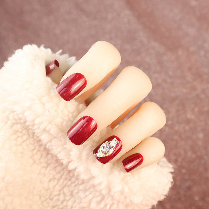 Luxury Press-On Nail Art Set with Rhinestone Accents Stornfield