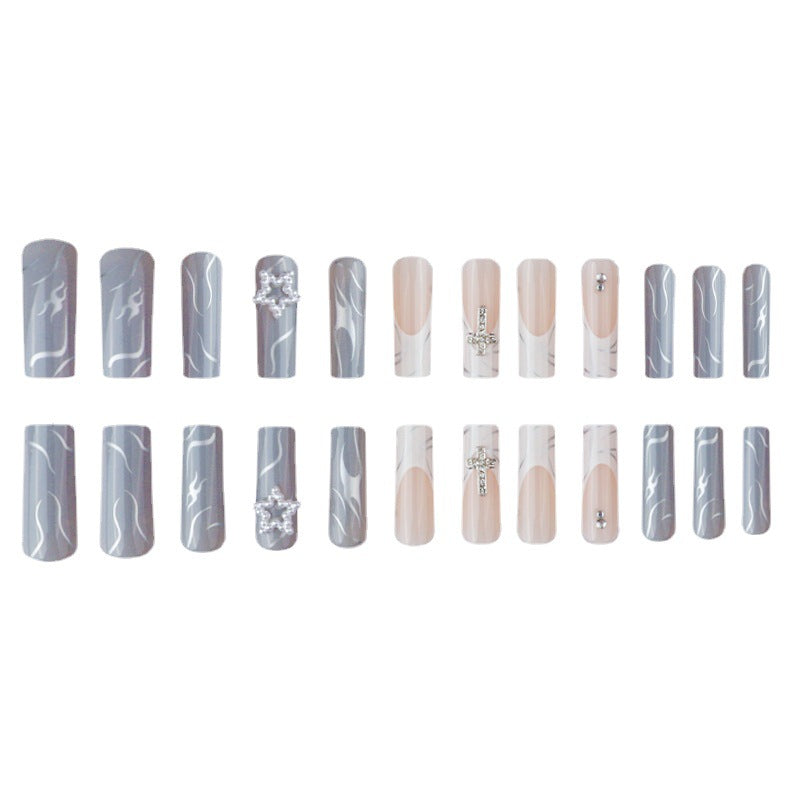 Stylish Long Acrylic Nail Extensions with Gem Accents Stornfield