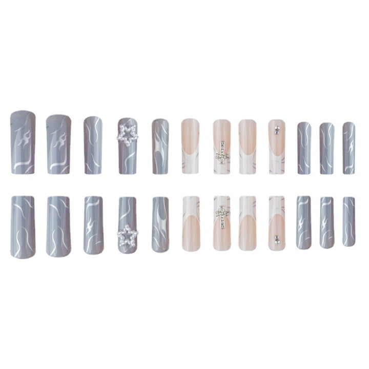 Stylish Long Acrylic Nail Extensions with Gem Accents Stornfield