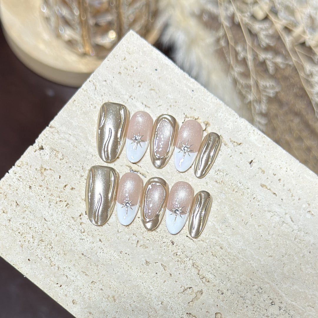 Elegant Metallic Press-On Nail Kit