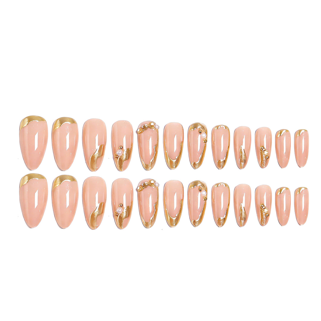 Elegant artificial nails with golden accents Stornfield