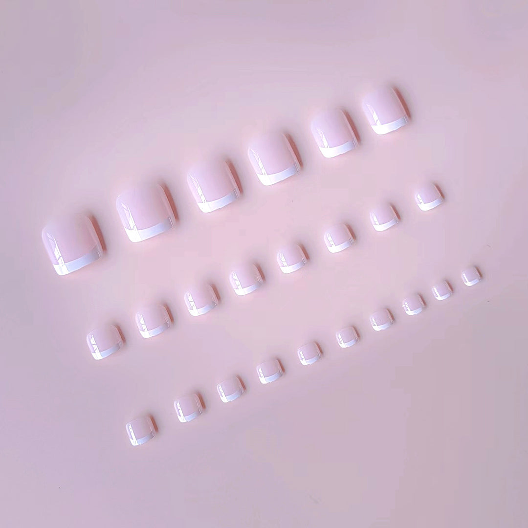 Artificial nail set with elegant French tip design Stornfield