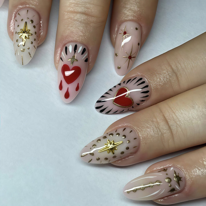 Nail art with glitter and heart decoration Stornfield